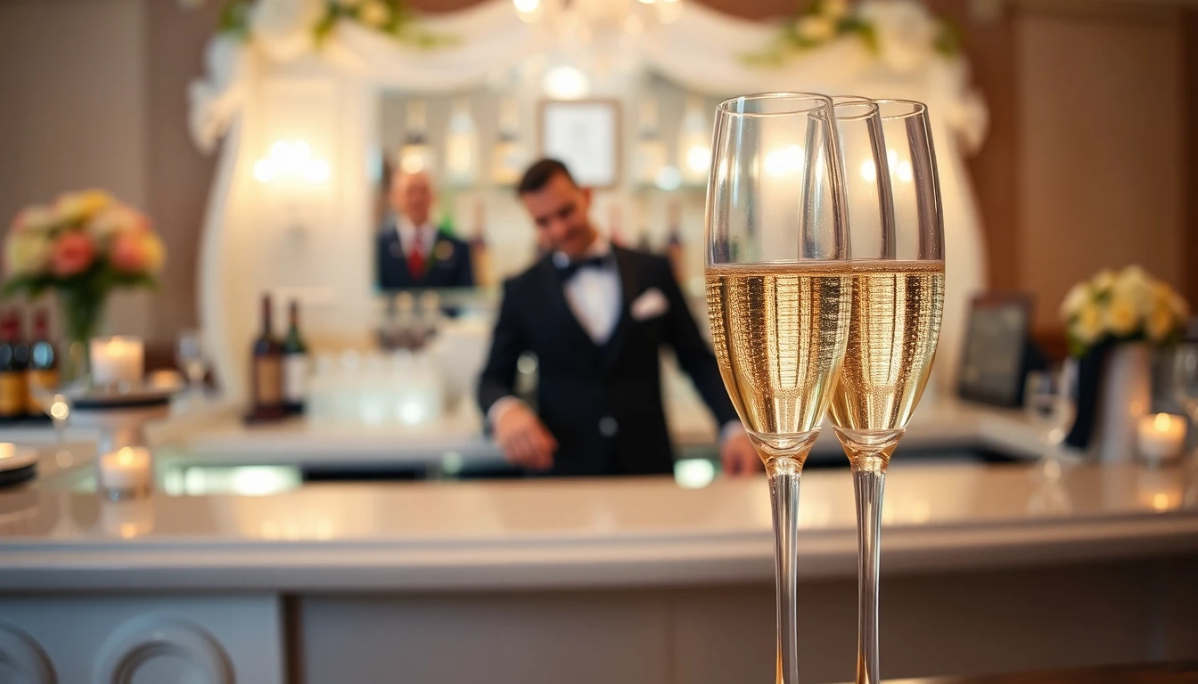 Bar para casamento com drinks elegantes e serviço profissional.